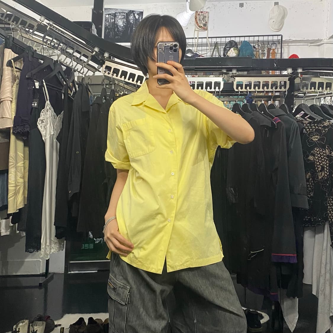Polo Ralph Lauren 옐로우 오픈 칼라 코튼 하프 셔츠 상품이미지9