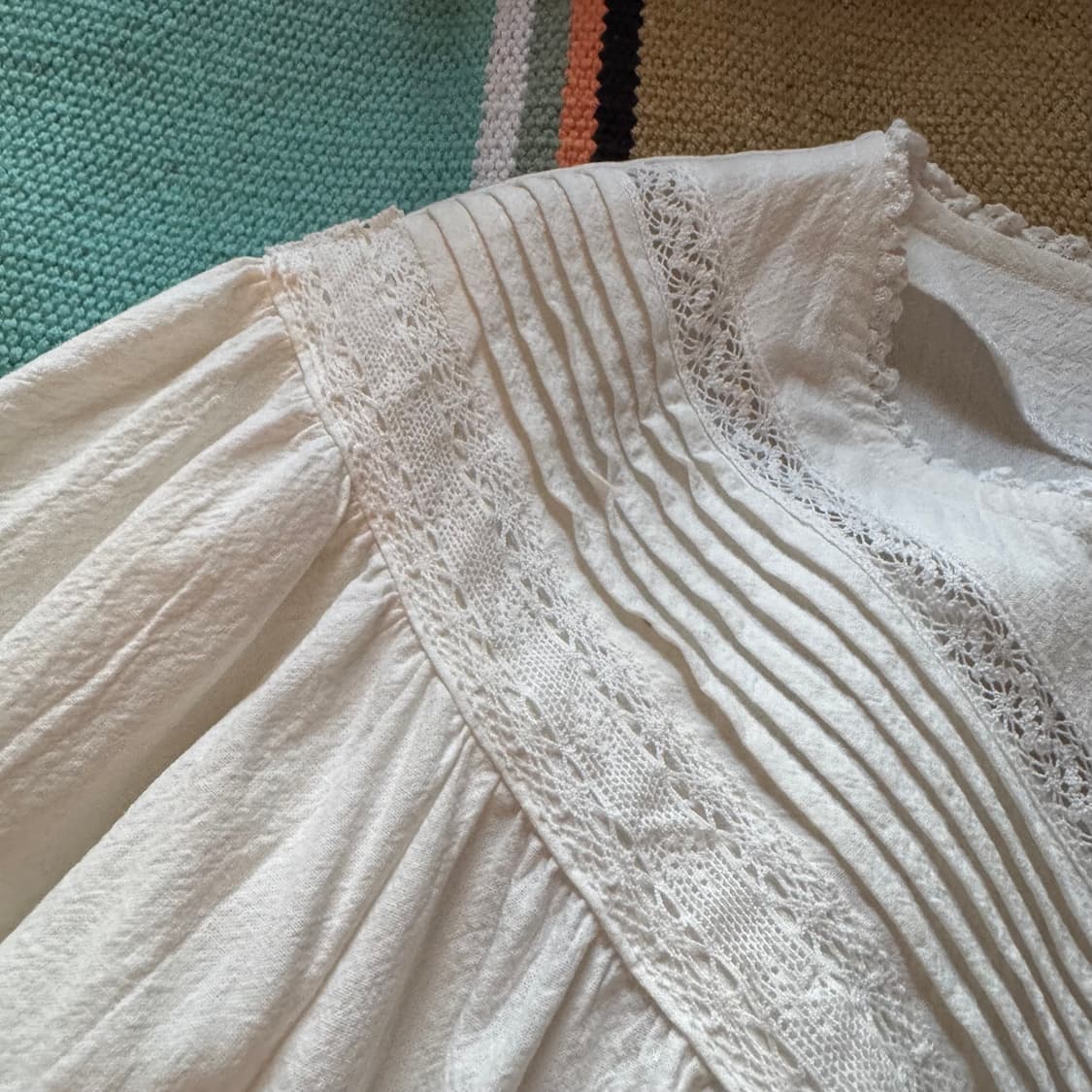 위러버 아이보리 레이스 컨트리 셔링 포켓 드레스 원피스 상품이미지4