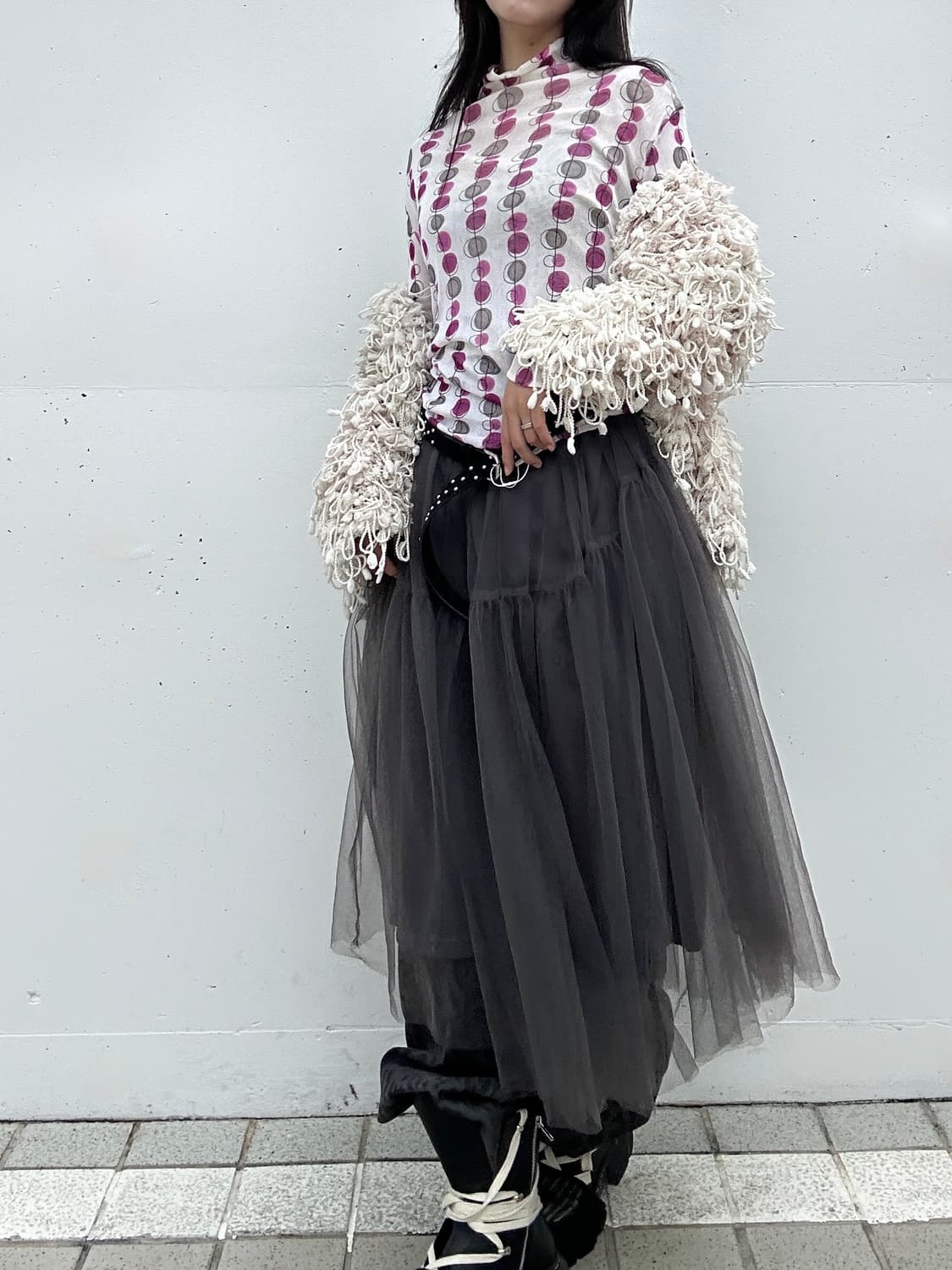 GRL frill sha long skirt / charcoal 상품이미지5