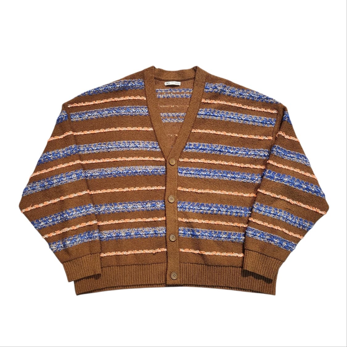 자라 브라운 스트라이프 가디건 (XL) 상품이미지1