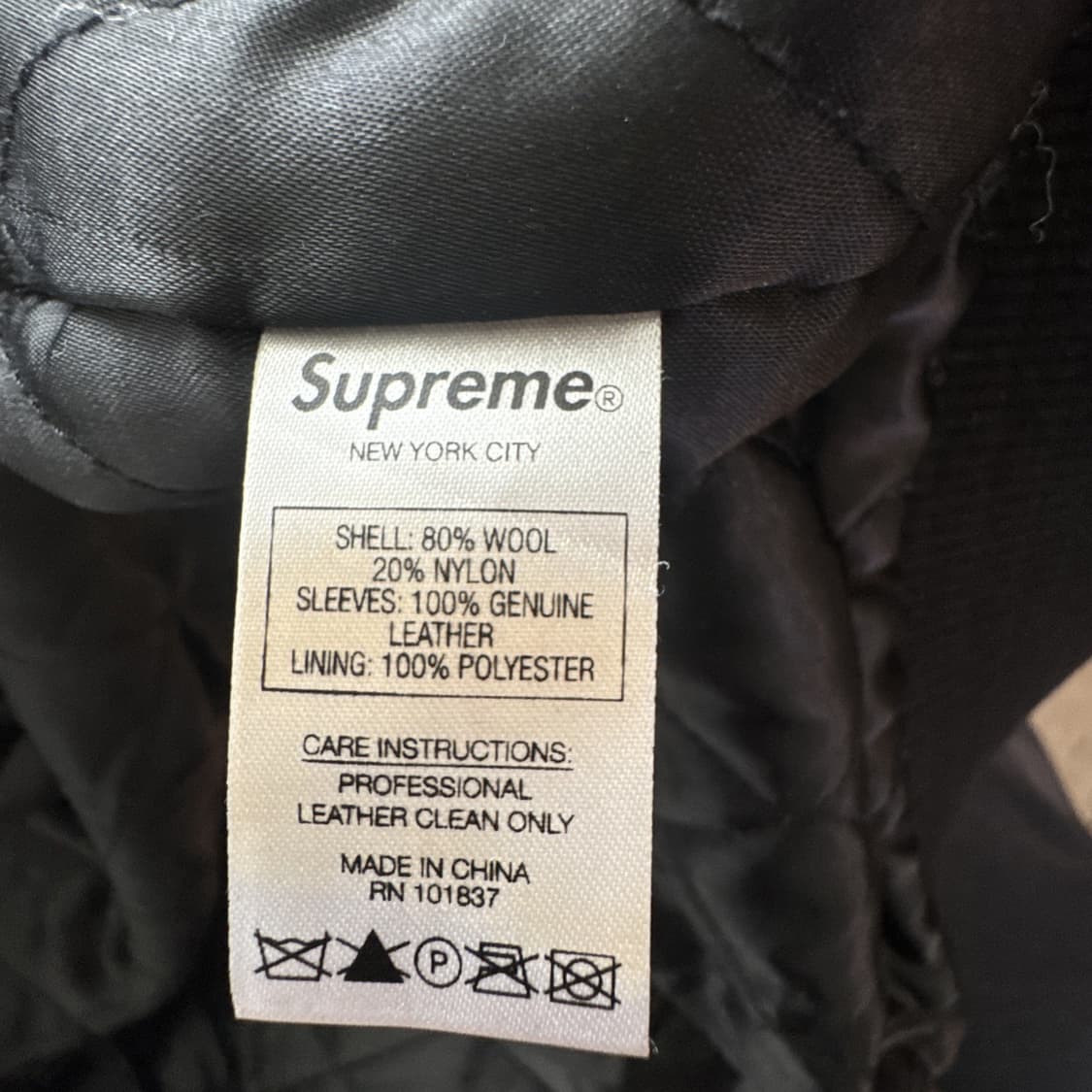 슈프림 팀 S 바시티 자켓 블랙 상품이미지7