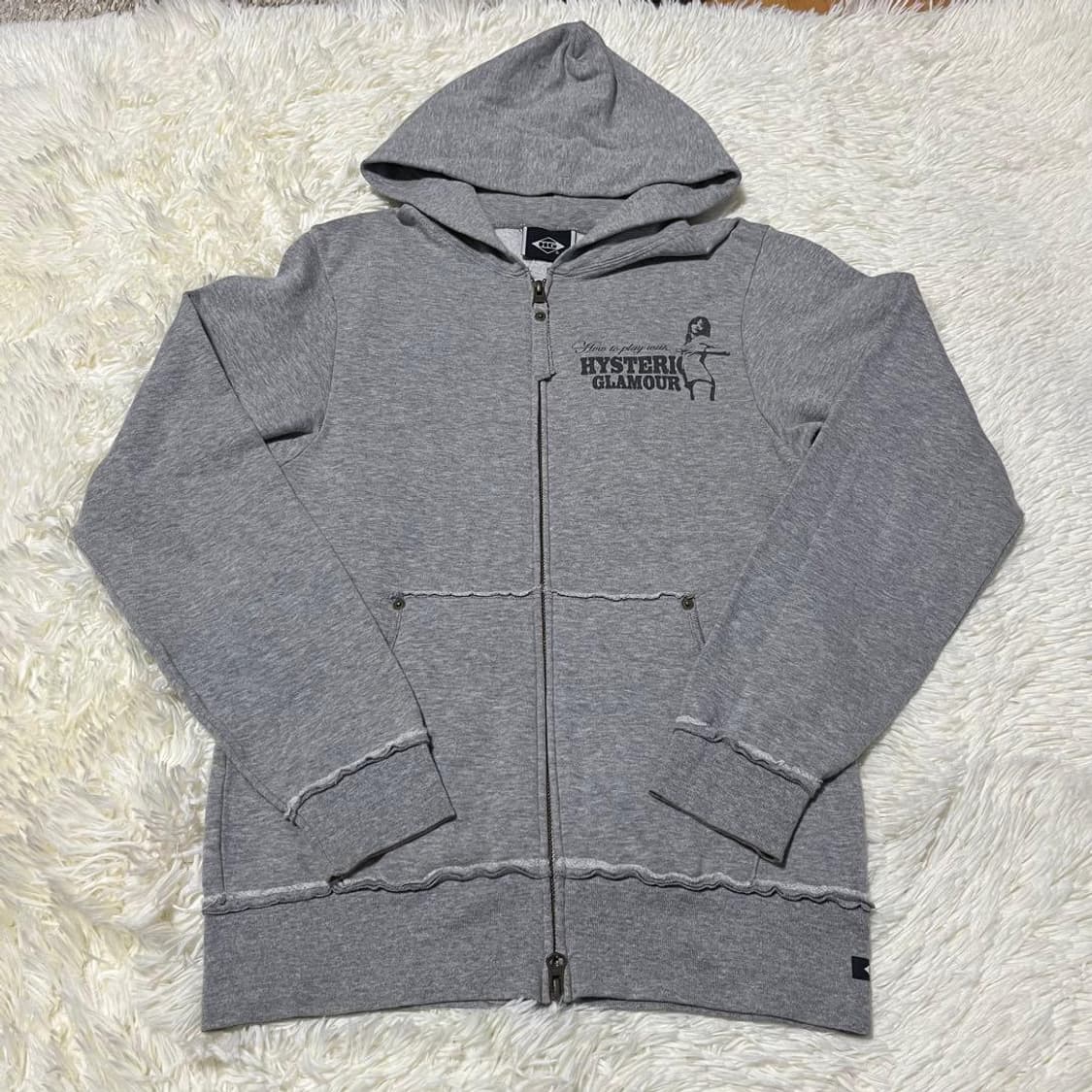 히스테릭 글래머 로고 자수 그레이 후드 집업 상품이미지3
