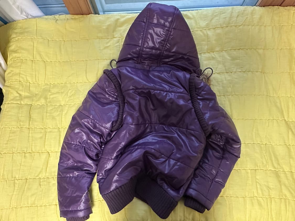 퍼플 유광 폼폼 패딩 갸루 펑크 투지퍼 벨트 버클 상품이미지3