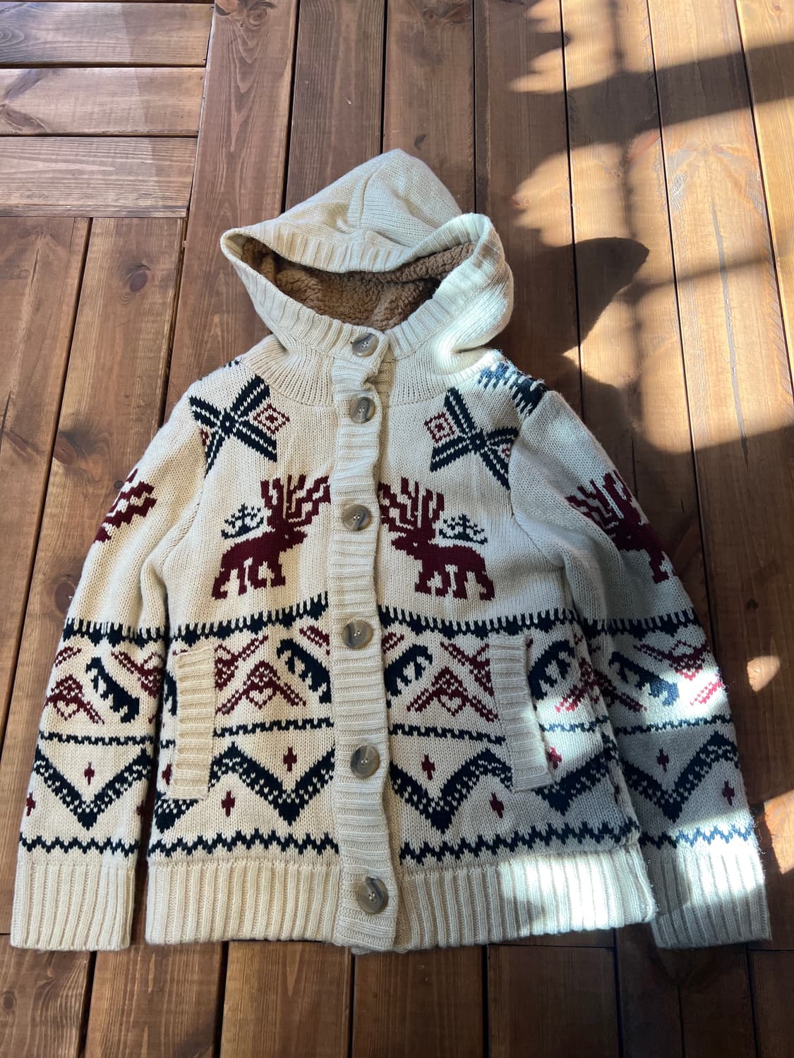 노르딕 플리스 니트 후드 가디건 상품이미지6