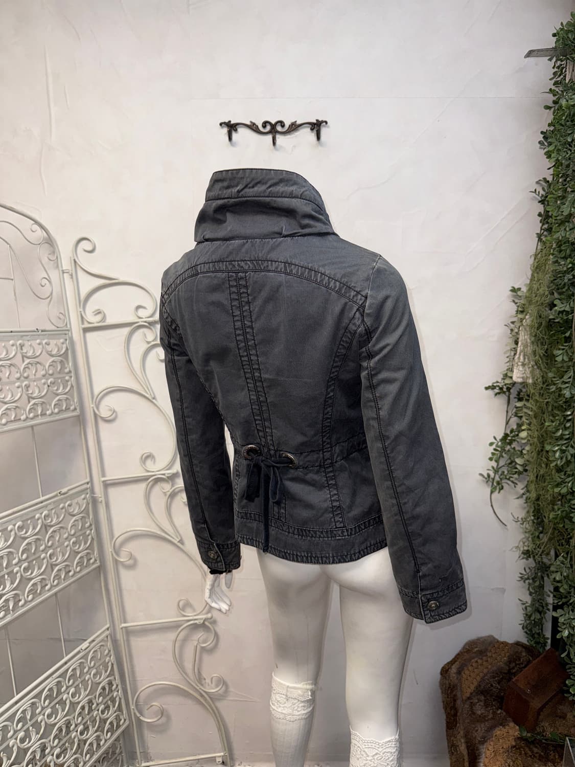 Washing black high neck back strap jk 상품이미지6