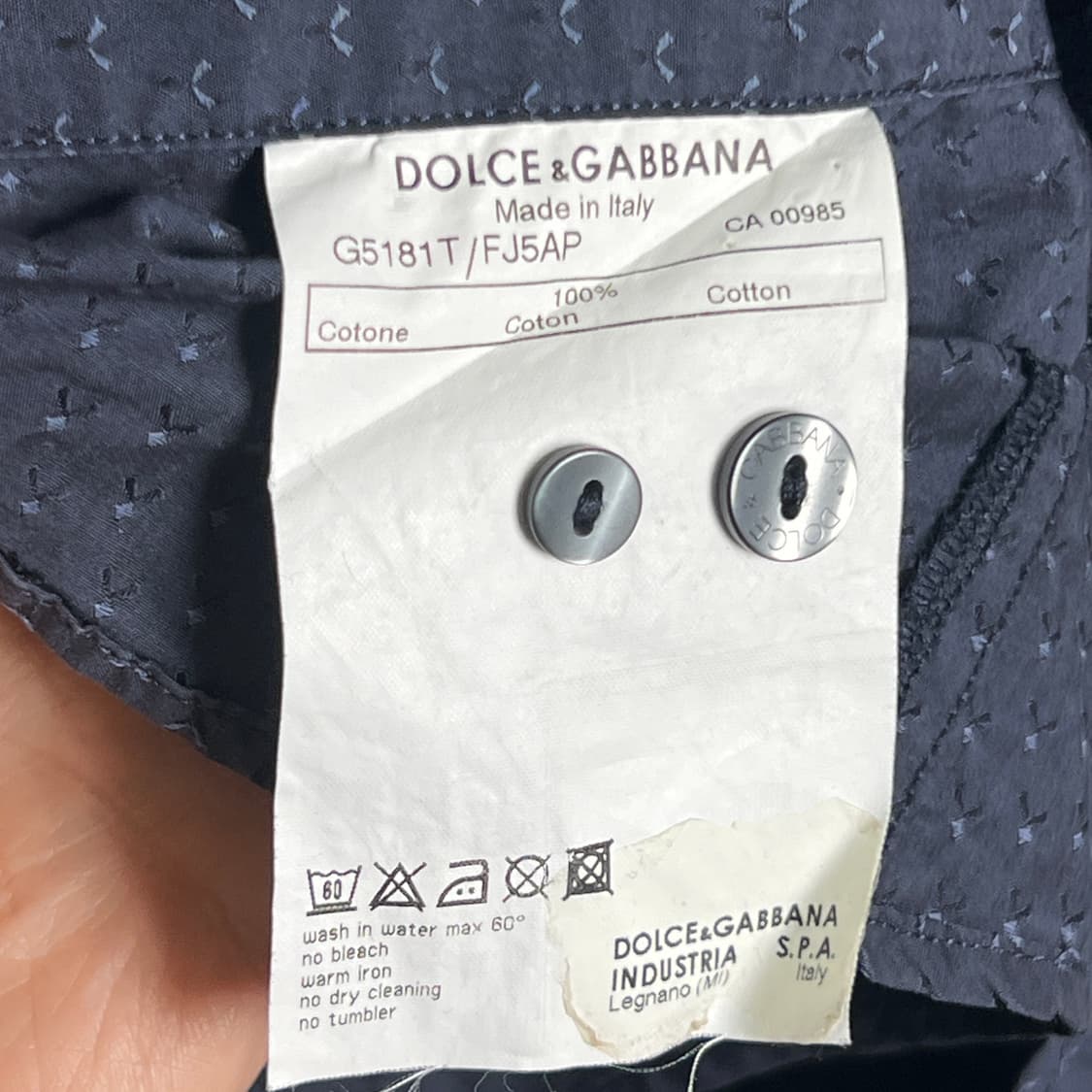 돌체앤가바나 네이비 슬림핏 패턴 셔츠  상품이미지9