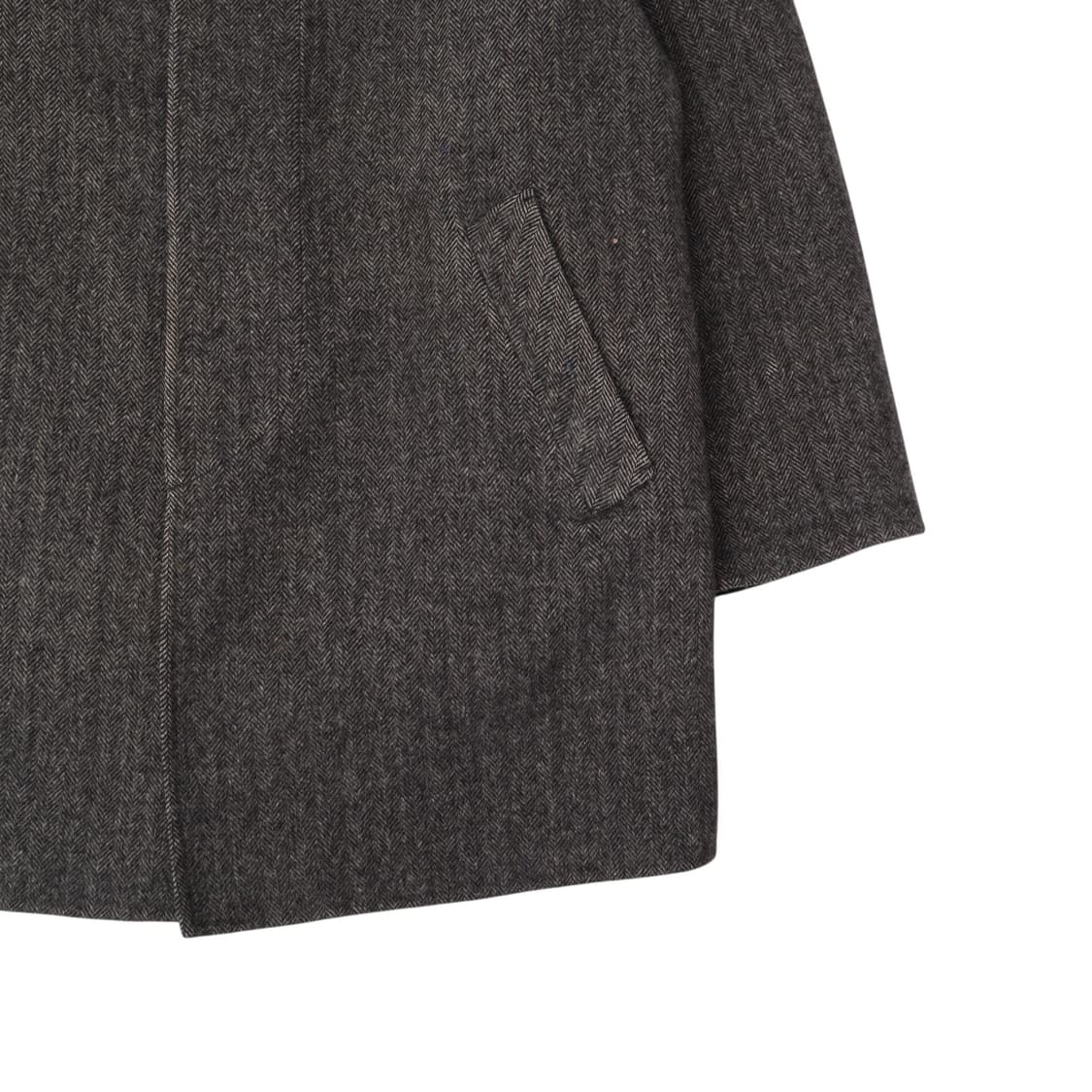 입생로랑 헤링본 배색 카라 울 앙고라 하프 코트 상품이미지4