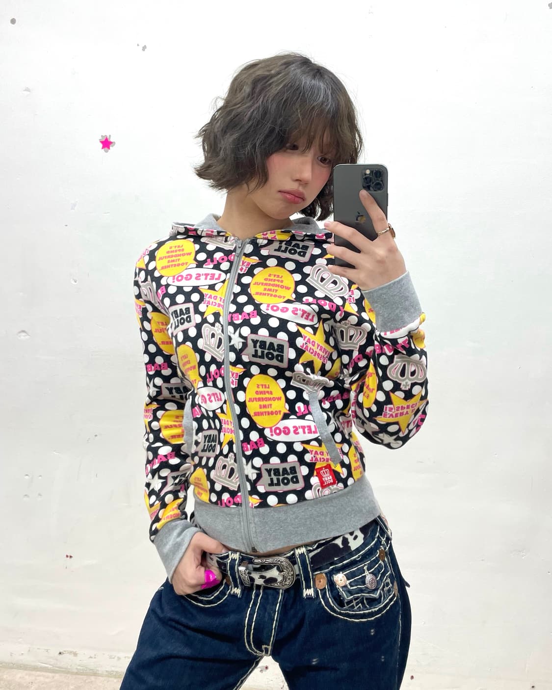 Baby Doll Retro Dot Hooded Zip-Up 상품이미지2