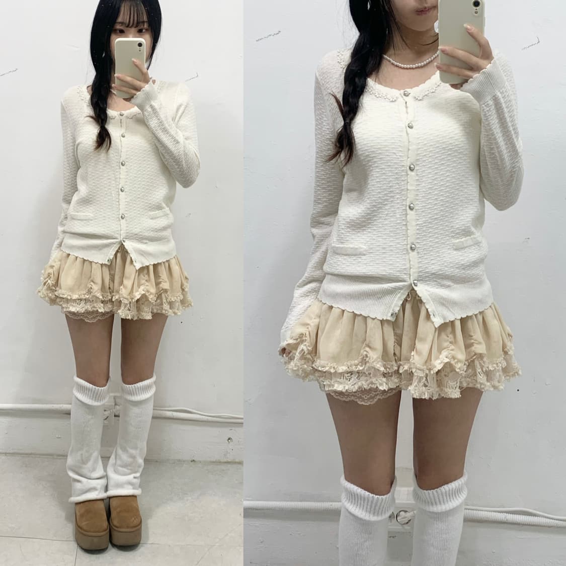 [C.D.S] 로걀 달천깔 비즈 레이스 가디건 상품이미지1