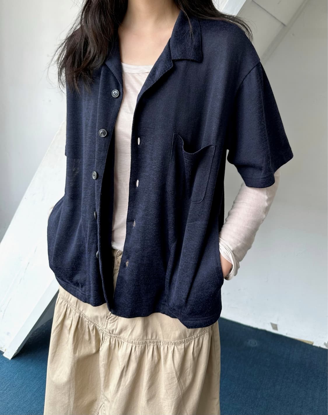 High gauge poly short sleeve knit shirke 상품이미지7