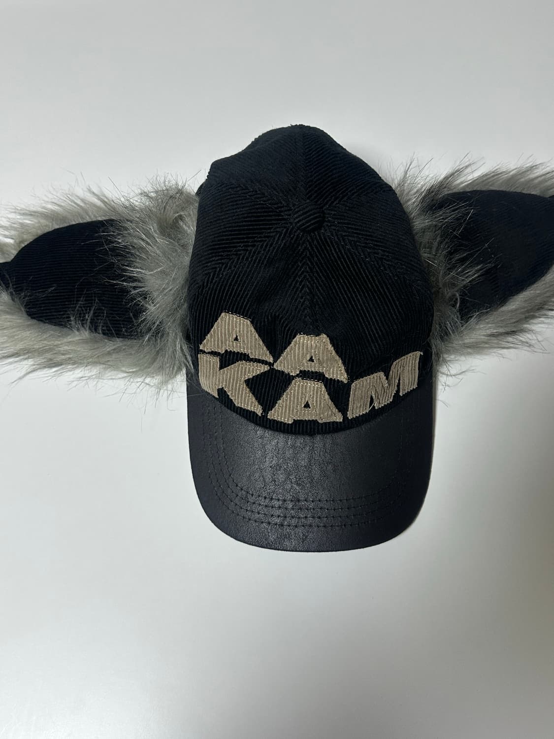 아캄 레더 믹스드 트래퍼 캡 트투퍼 캡 블랙 상품이미지3