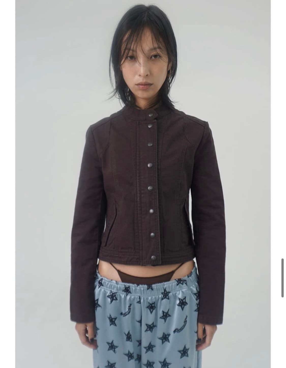 라라미미 washed biker jacket -브라운36  상품이미지1