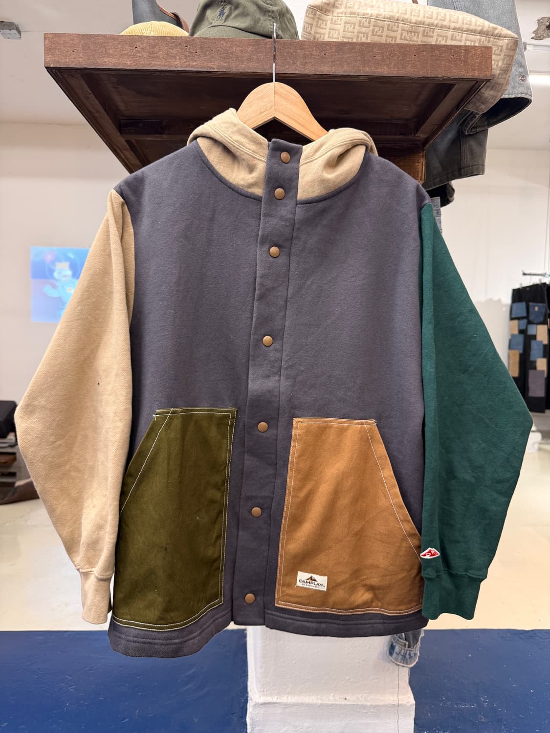 Camplay 컬러블록 히피 후드 자켓 상품이미지3
