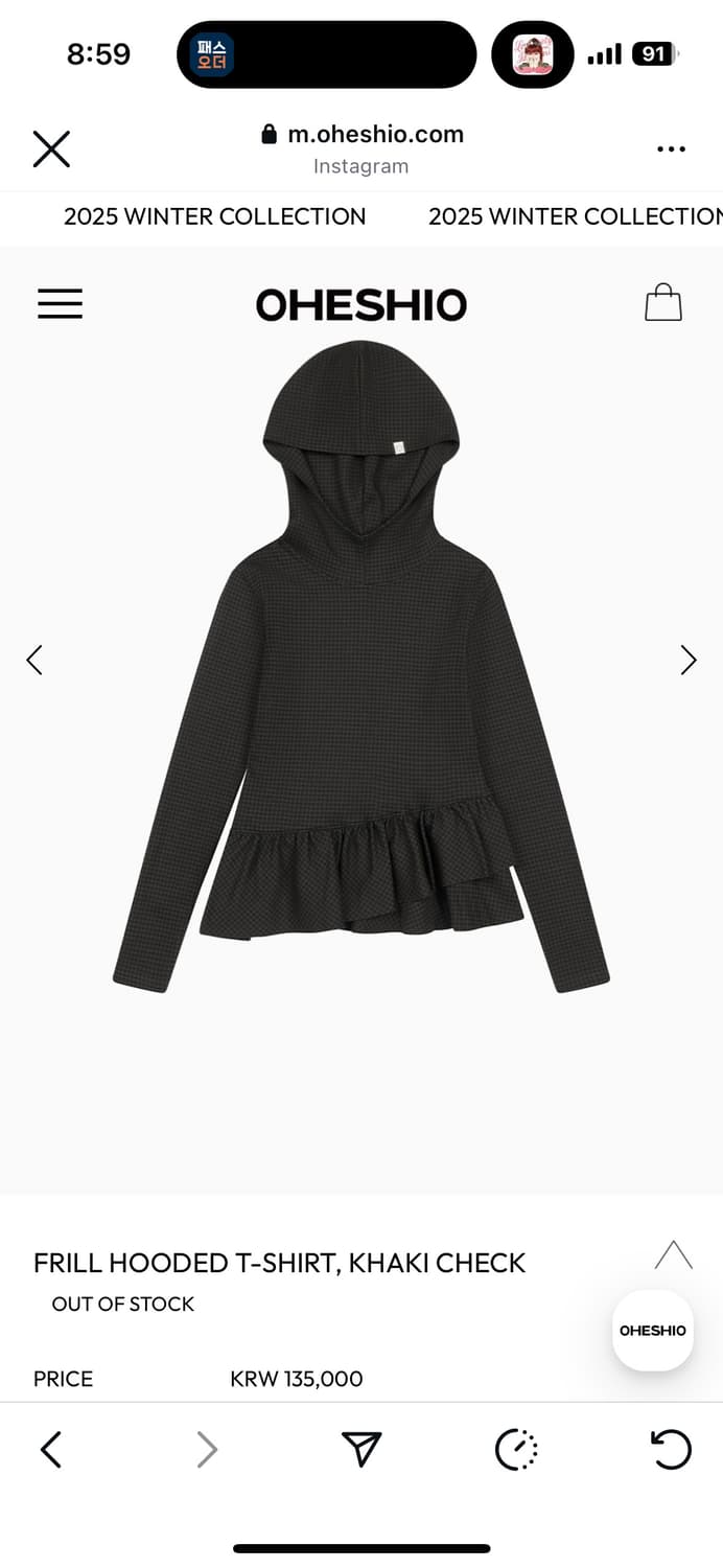 오헤시오 체크 후드 티셔츠  상품이미지1