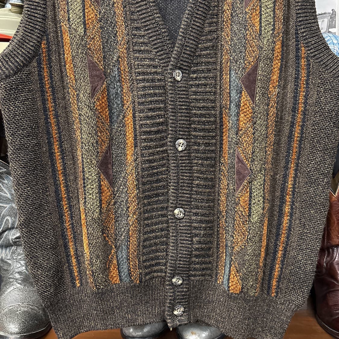 마스터스 다이아 패턴 엠보싱 자카드 울니트 베스트 상품이미지4