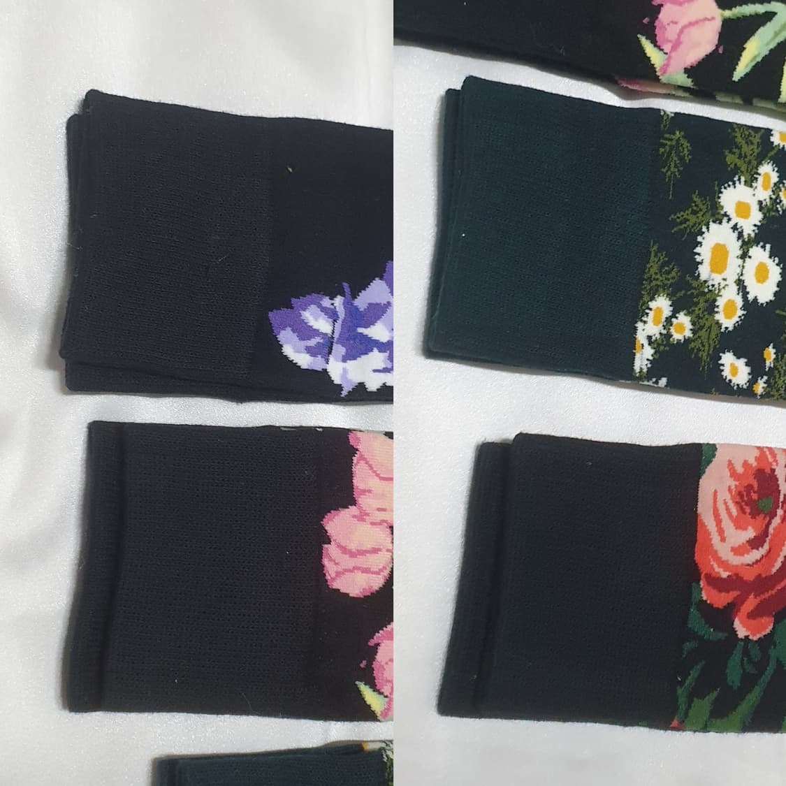 퍼플 그린 옐로우 꽃패턴 양말 상품이미지6