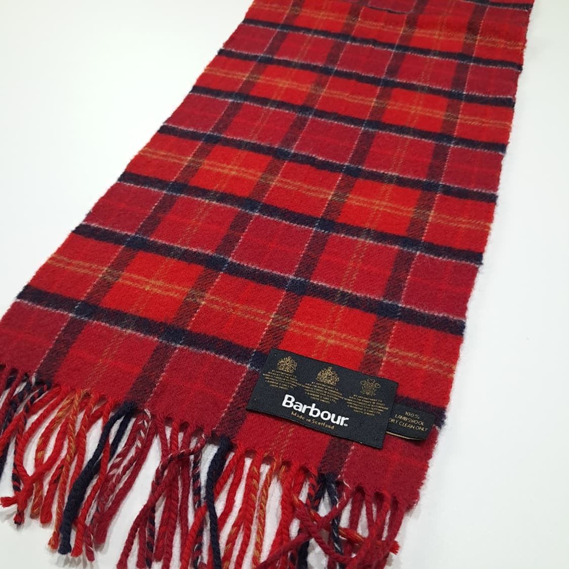 MX542 바버 90s 스코틀랜드판 램스울 타탄 레드 머플러 목도리 상품이미지3