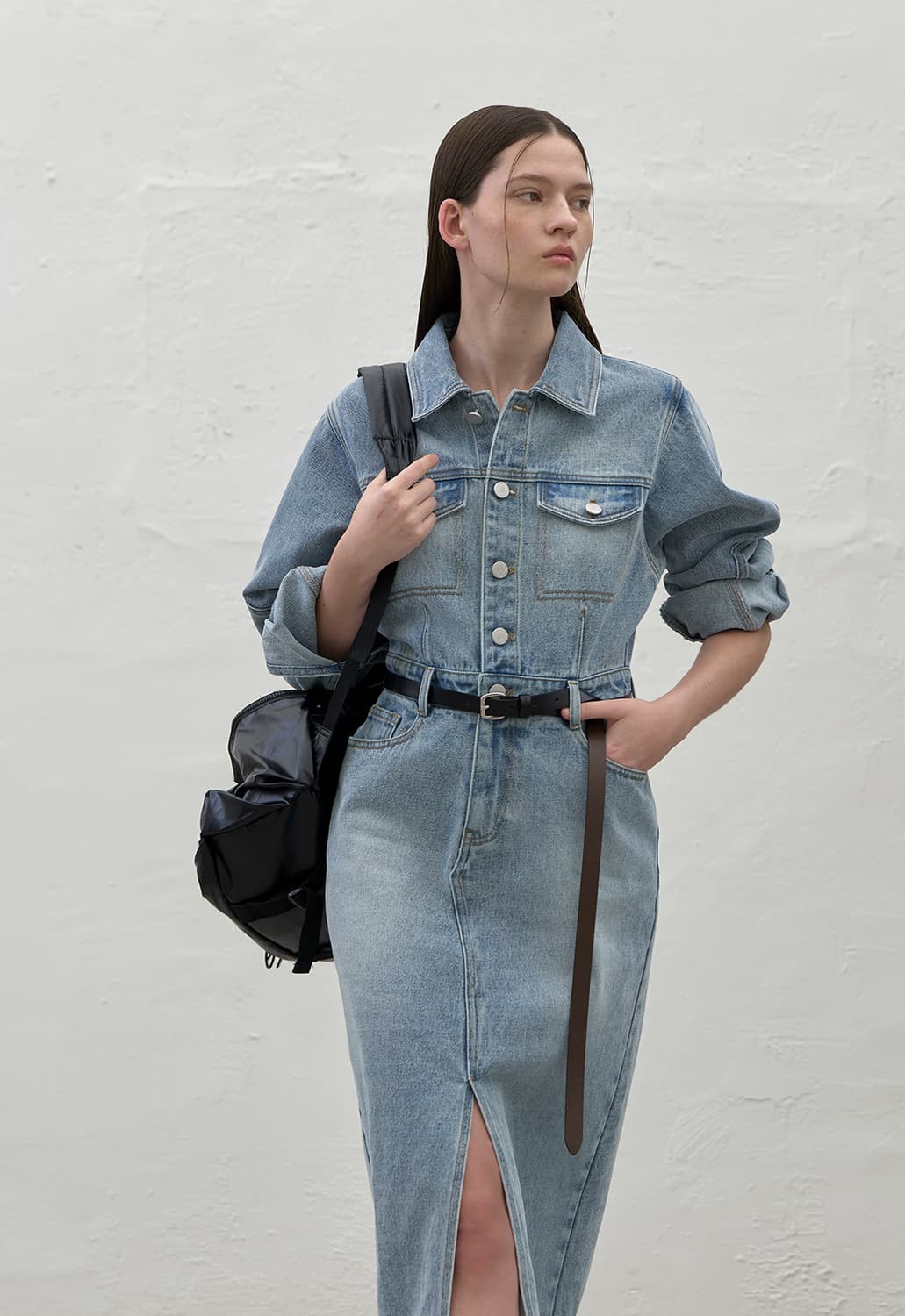 아틀리에나인 칼라 데님 원피스 S 상품이미지3