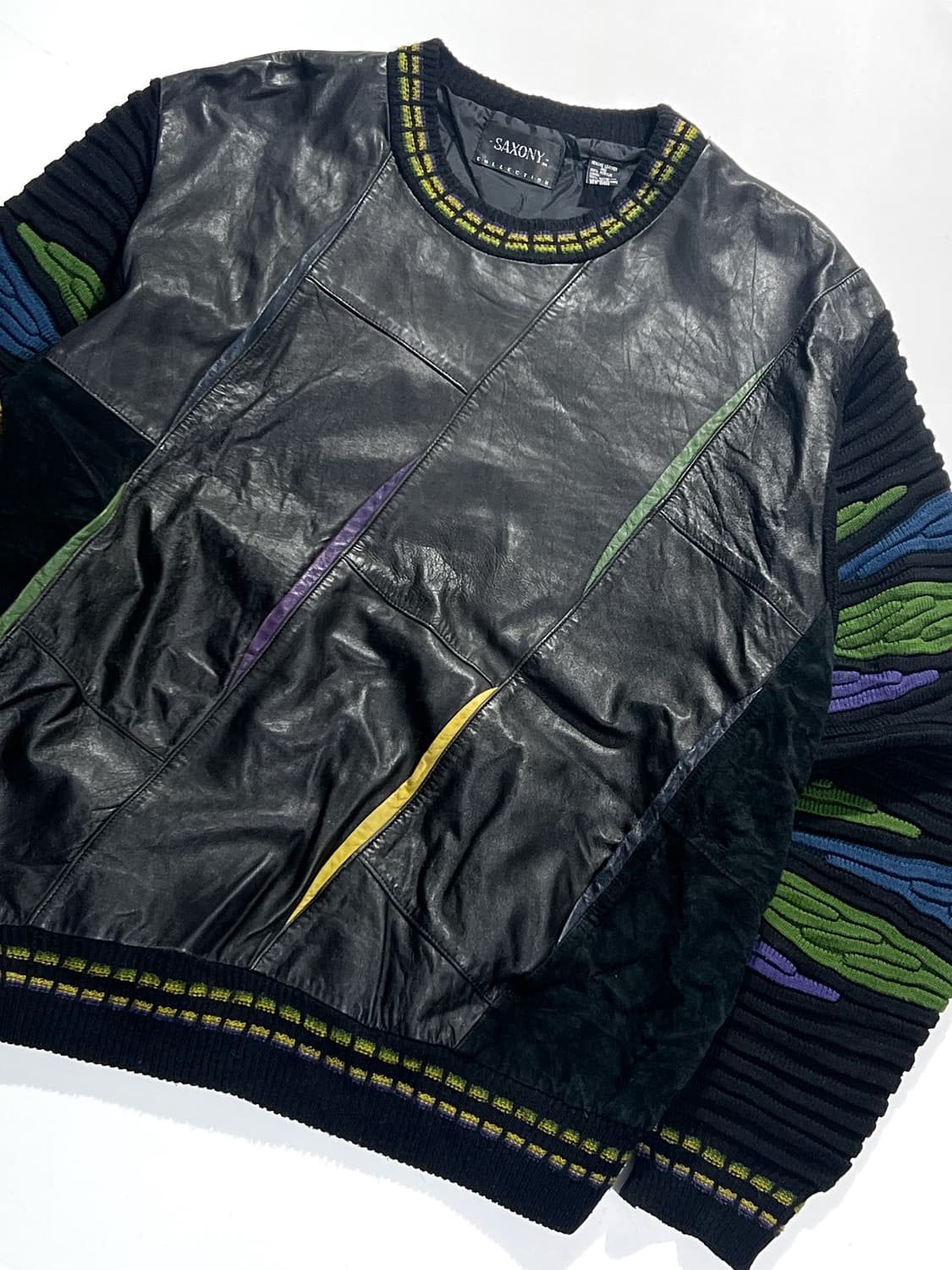 Saxony Vintage Leather Knit Sweater 상품이미지2