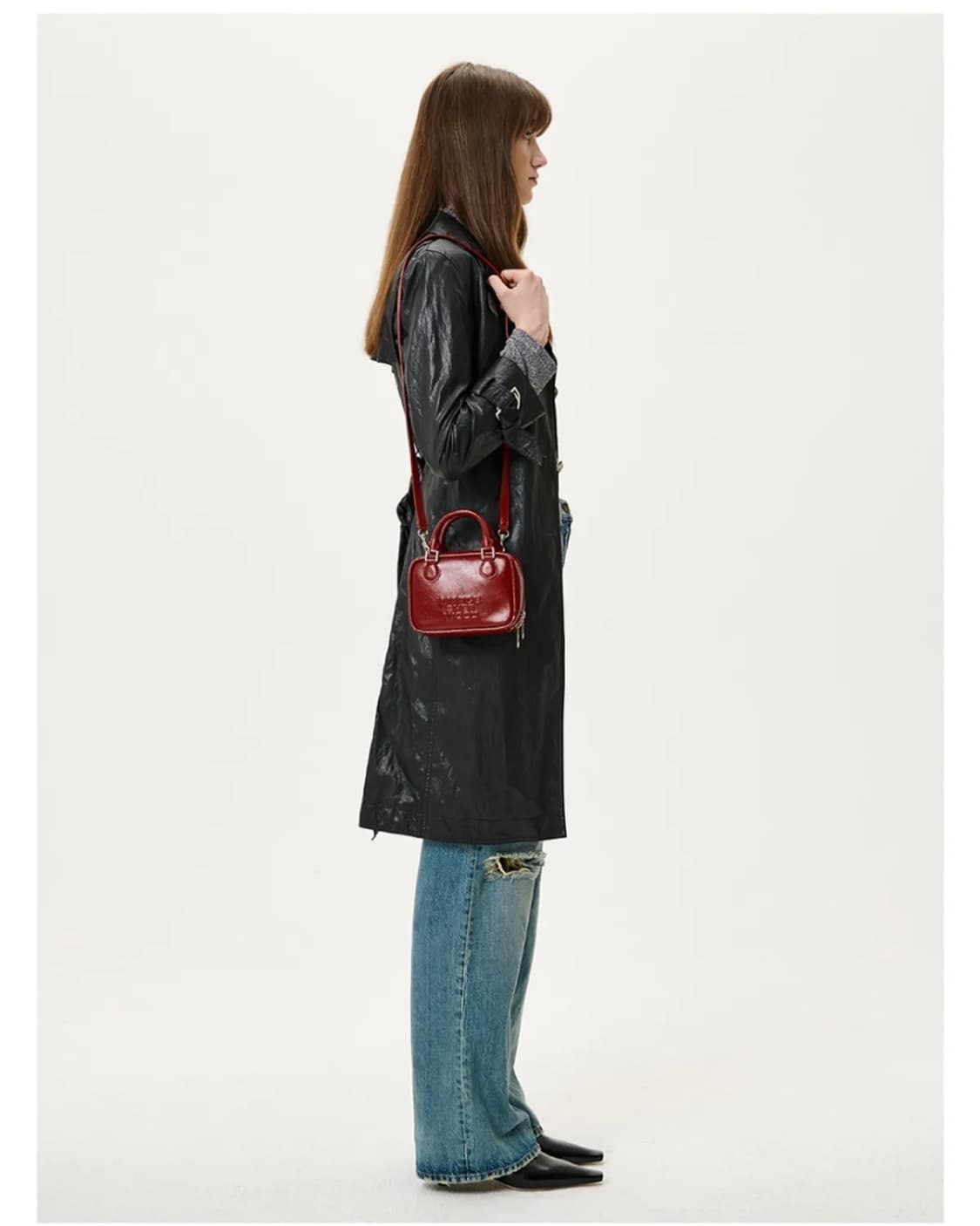 마지셔우드 파이핑 미니 토트/크로스백 크링클 칠 레드 상품이미지10