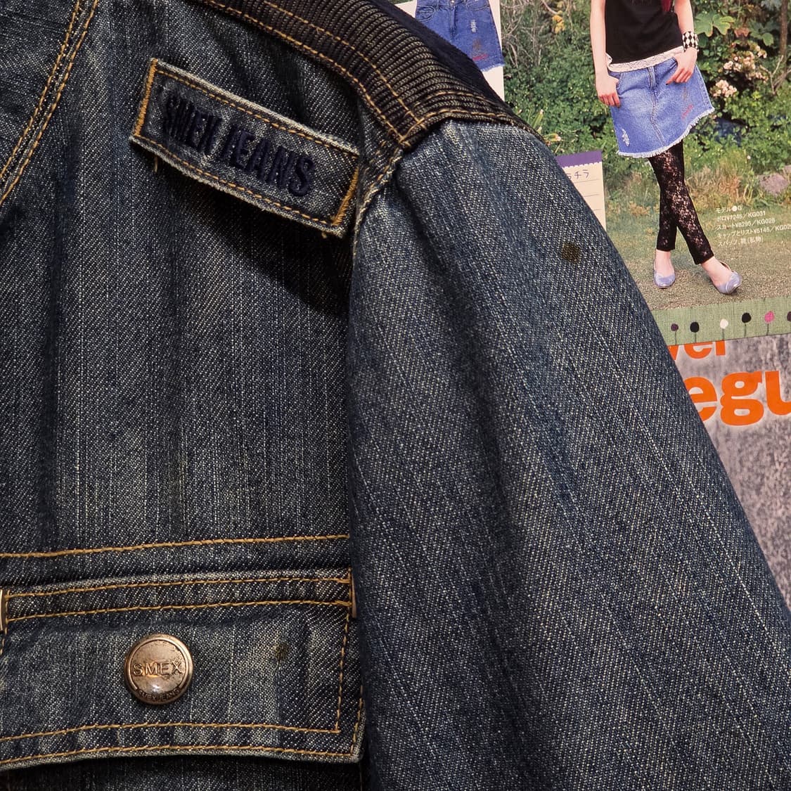 빈티지 골지 배색 데님 자켓  상품이미지8