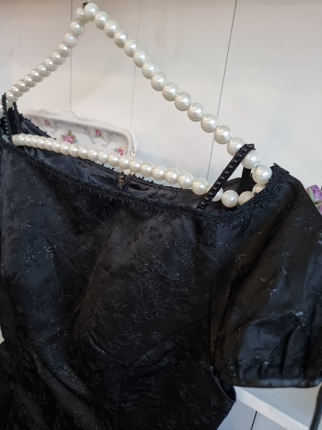 블랙 자가드 리본 원피스 상품이미지7