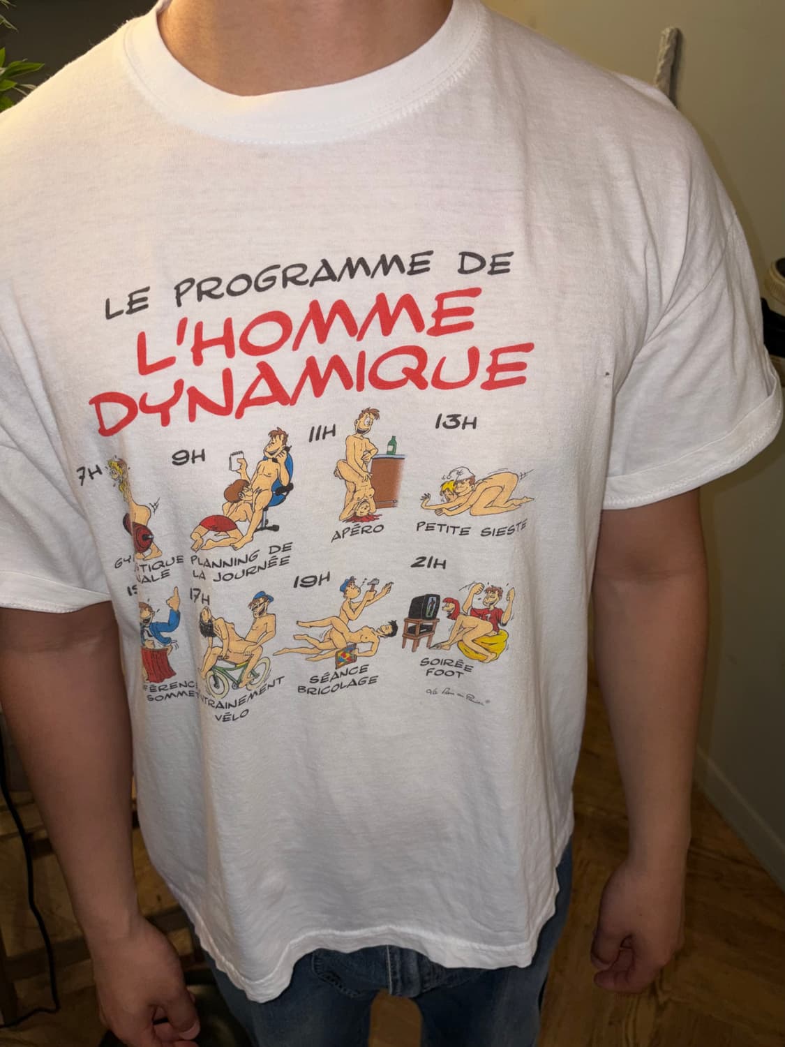 90‘s France Erotic cartoon humor print T 상품이미지4