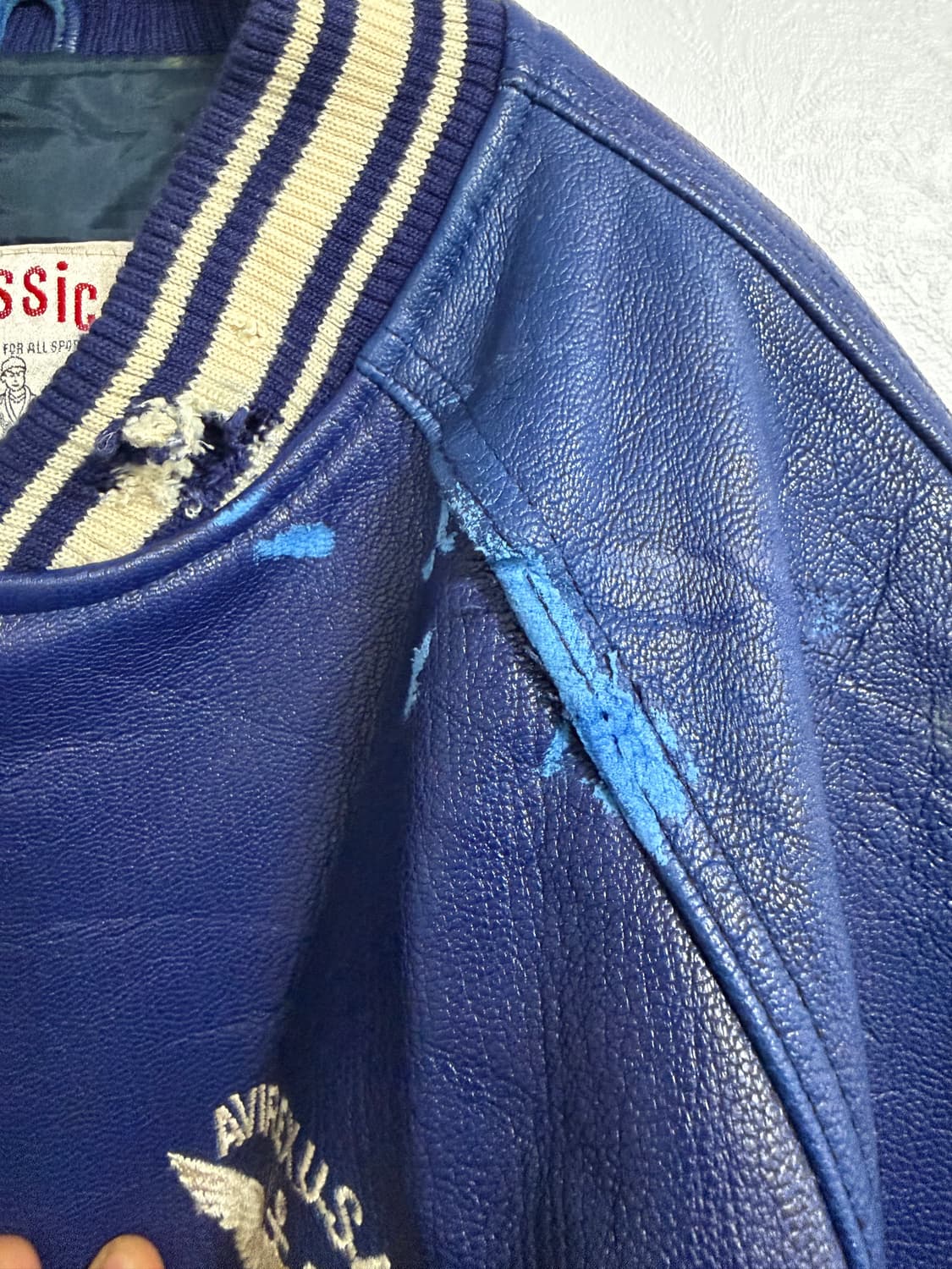 아비렉스 레더 봄버 빅로고 자켓 상품이미지7