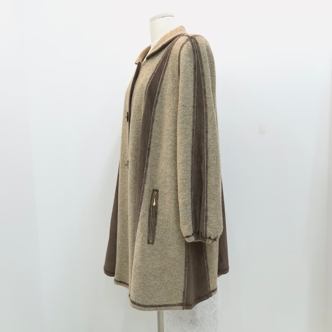 베이지 플레어 빅사이즈 울코트 상품이미지2