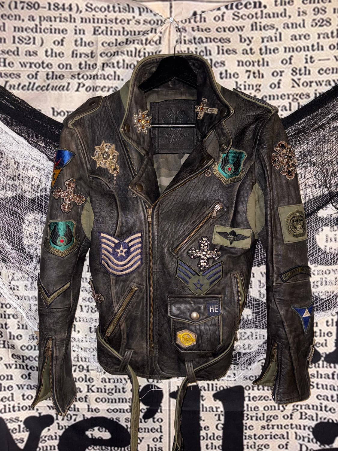 Crystal Embellished Leather Jacket 상품이미지1