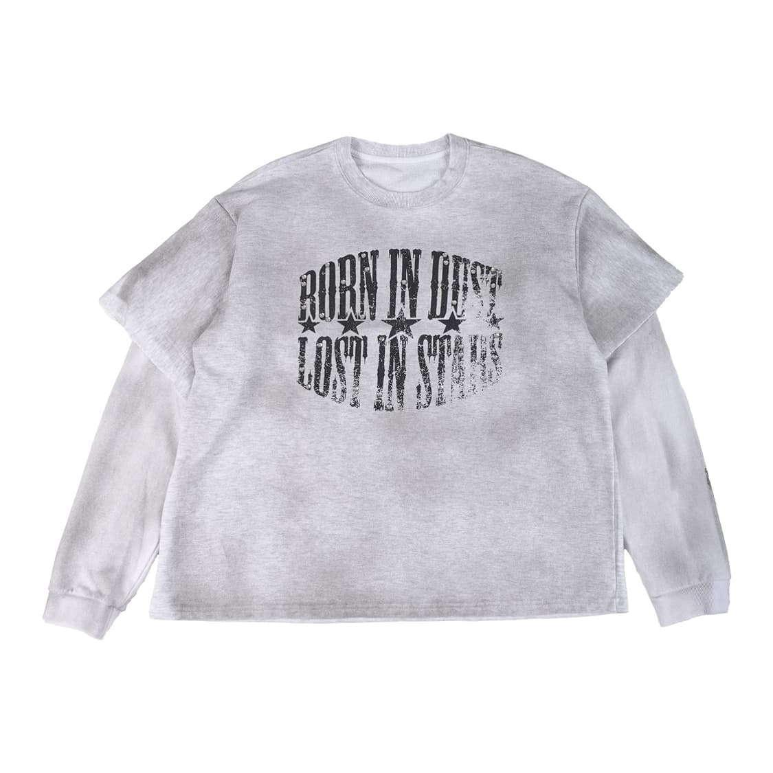 Erte 레이어드 스웻셔츠 맨투맨 멜란지 그레이 상품이미지1