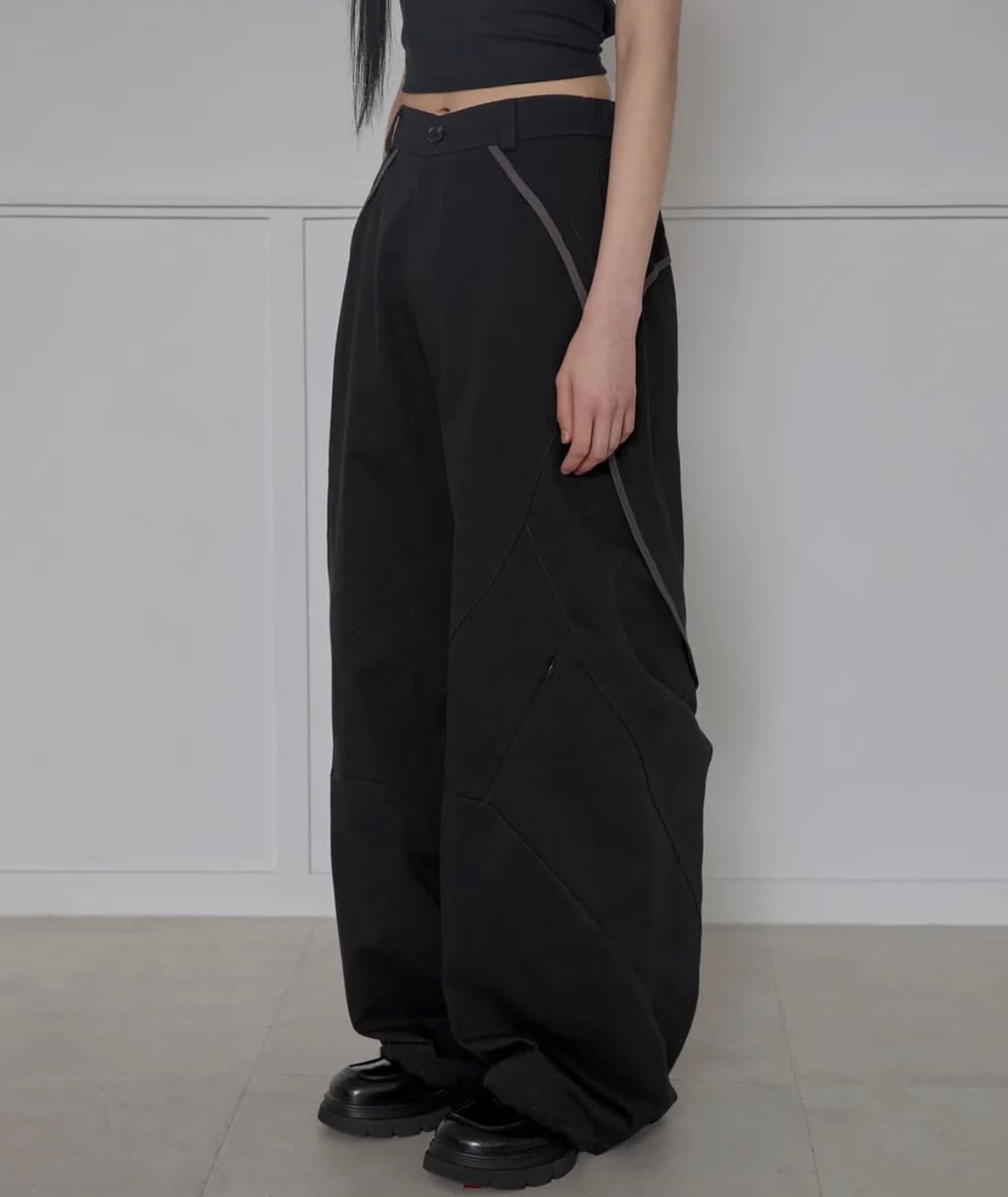 Asymmetrical Wide Pants (FL-253_Black) 상품이미지1