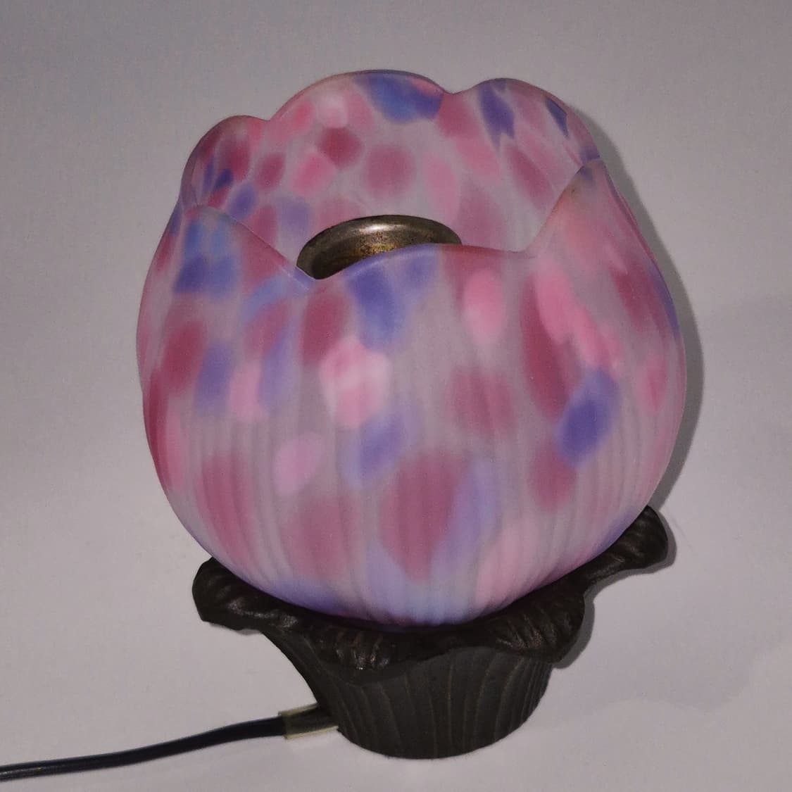 90s 호야 크리스탈 퍼플 튤립 화분 탁상 램프 상품이미지10