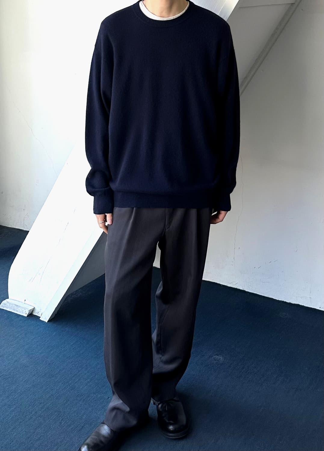 'Pure cashmere' wide design crew knit 상품이미지6