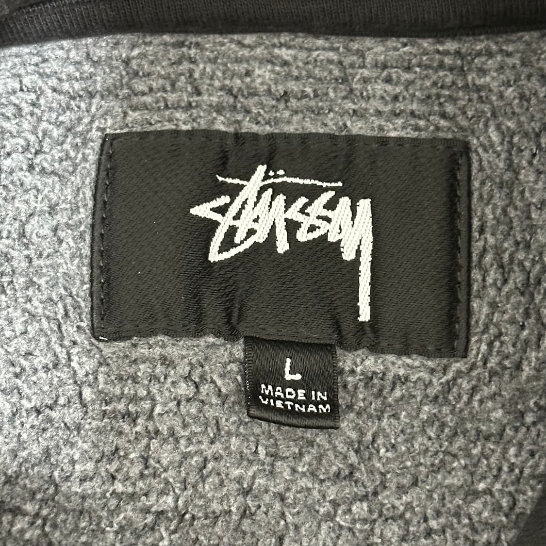 [L] 스투시 자수 릴렉스드 후드 워시드 블랙 상품이미지6