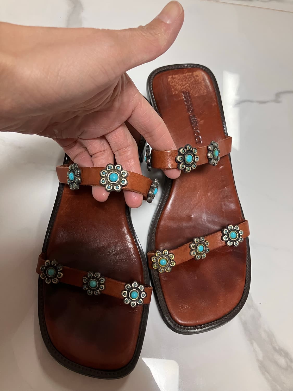 sesto meucci made in itay 가죽 스트랩 샌들 터키석 상품이미지2