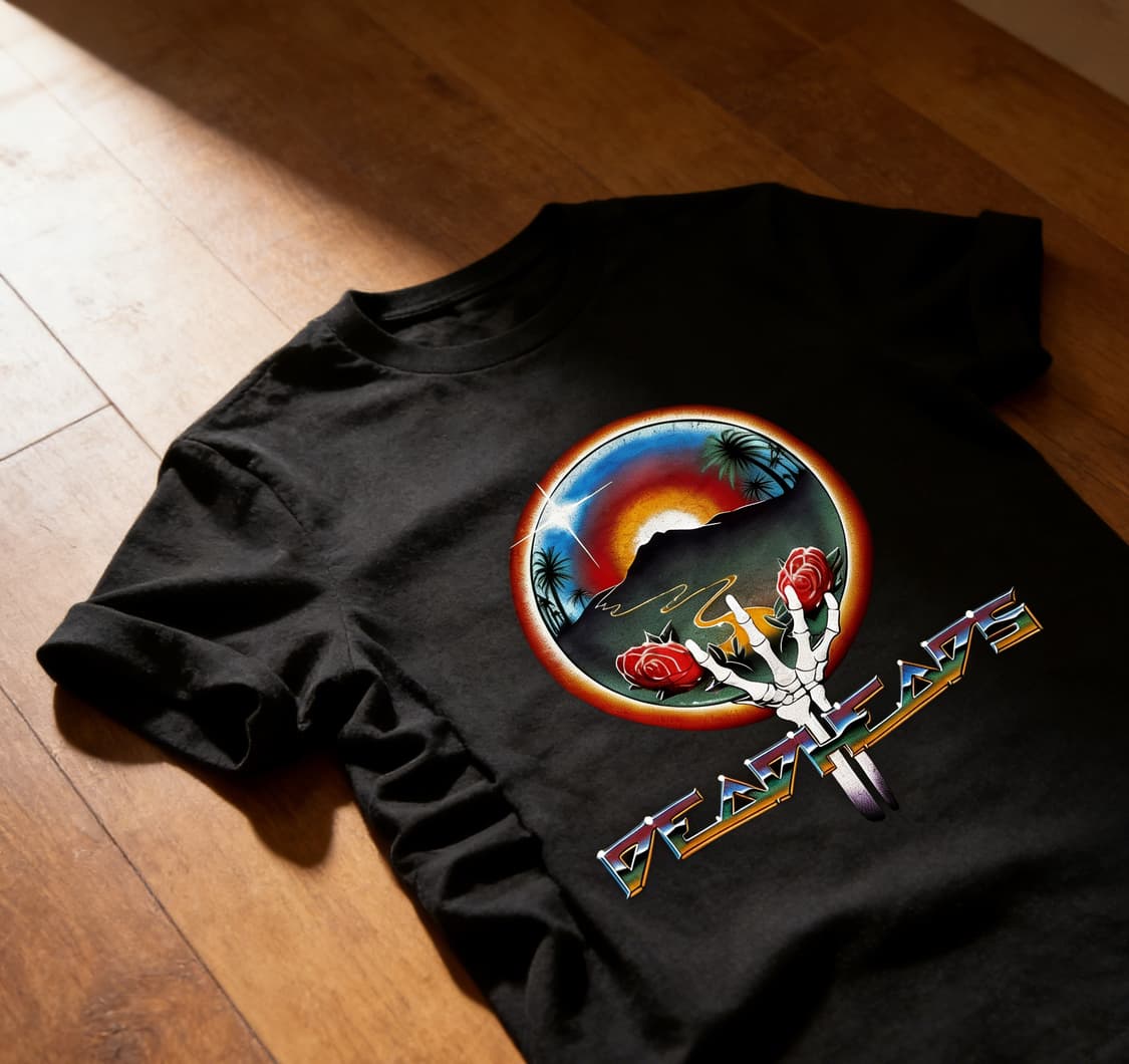 [새상품 M사이즈] Deadheads 커스텀 반팔 (해골손 장미 그래픽) 상품이미지1