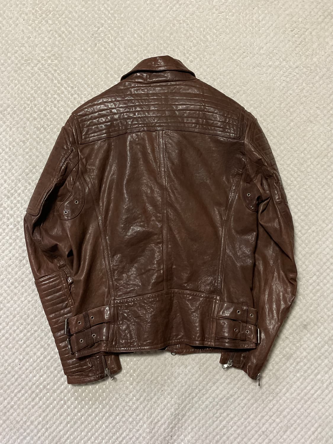 광희시장 웨스턴 무드 2WAY 램스킨 양가죽 바이커 레더 자켓 브라운 상품이미지2