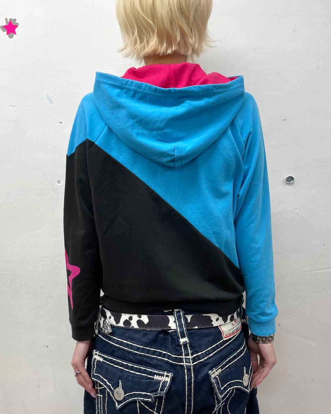 Retro Cheer Star Diagonal Hooded Zip-Up 상품이미지3