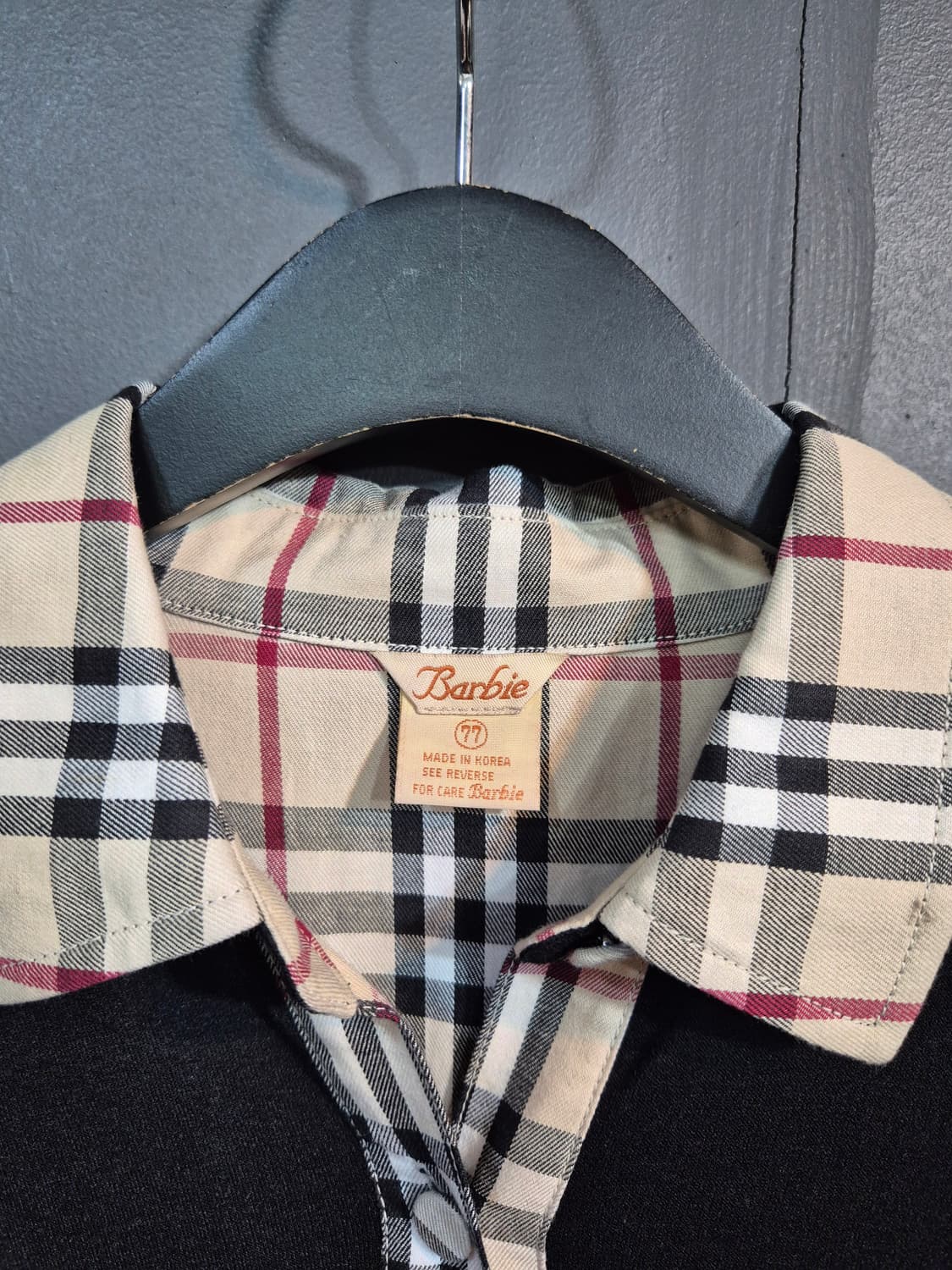 Barbie 블랙 체크 롱 셔츠 원피스 77 상품이미지8