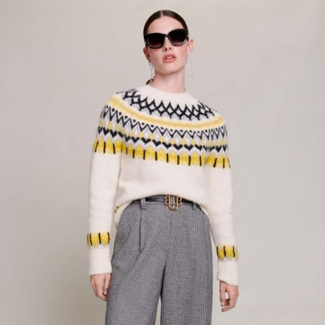 3) 마쥬 메탈릭 자카드 니트 스웨터 아이보리 상품이미지8