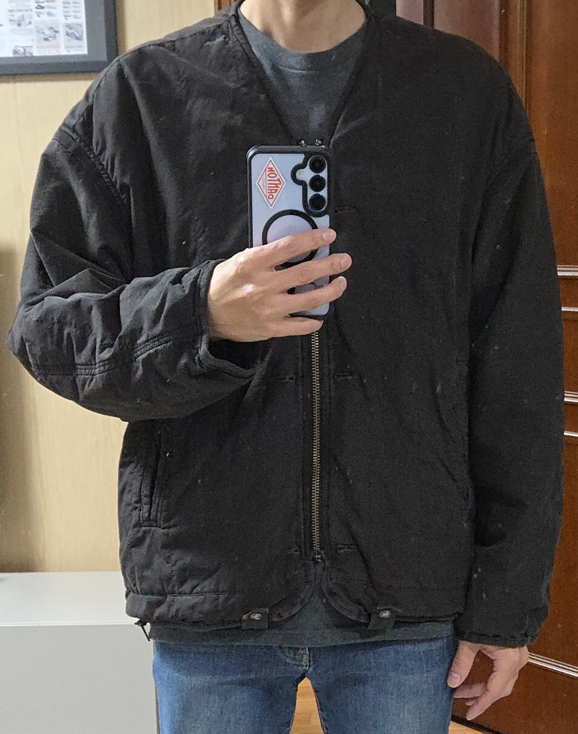 (착샷) 24ss 폴리테루 리버시블 라이너 올리브 그레이 & 다크 브라운 상품이미지8