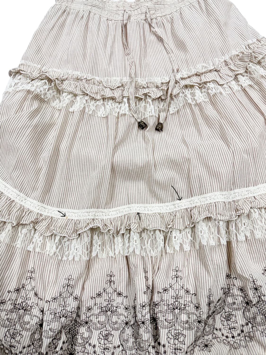 빈티지 Axes Femme 프릴 롱 플레어 롱 스커트 상품이미지4