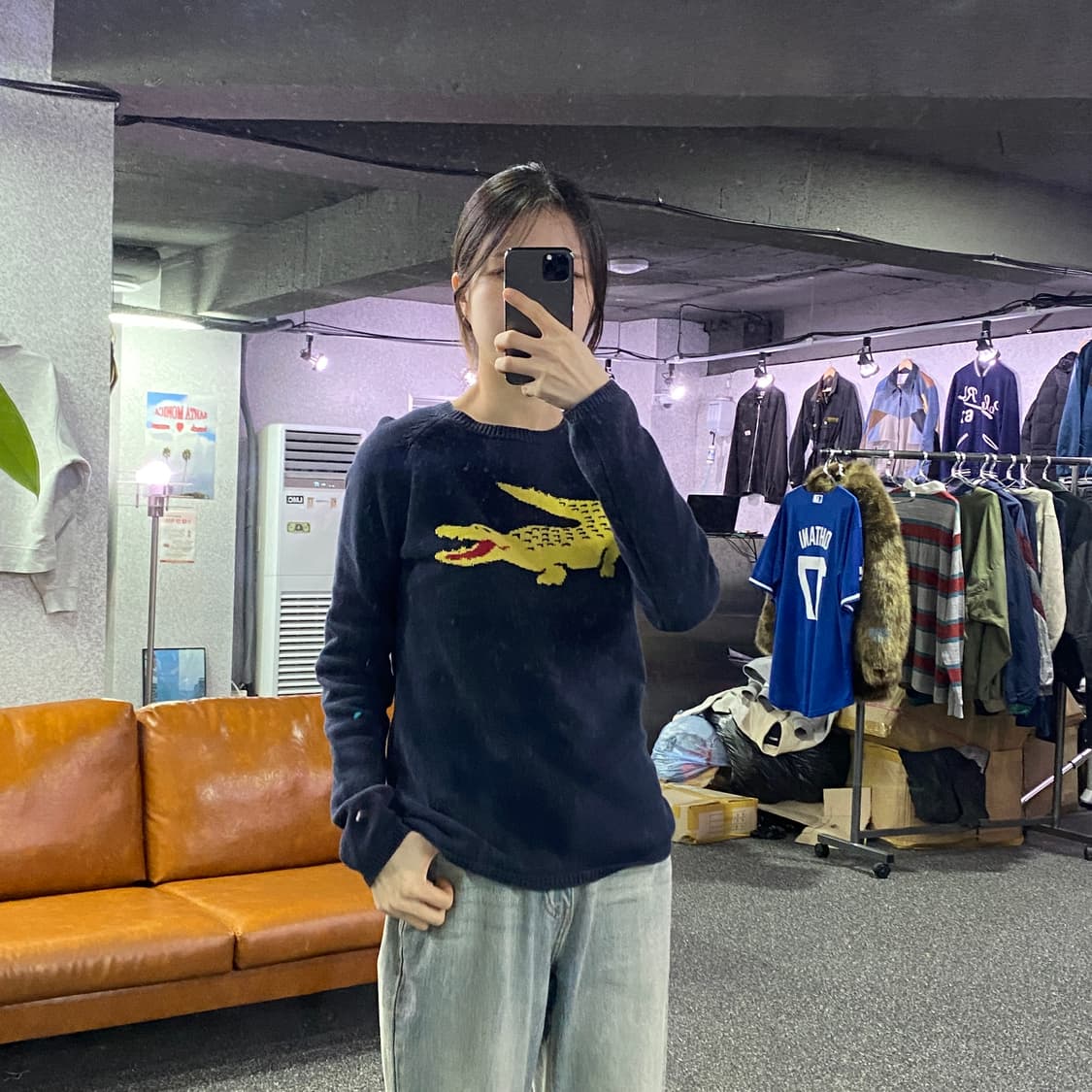 라코스테 빅 크로커다일 네이비 니트 B3165 상품이미지1