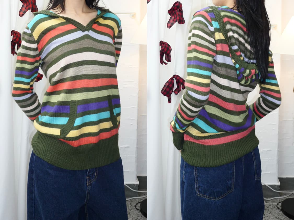 Color stripe hoodie knit 상품이미지1