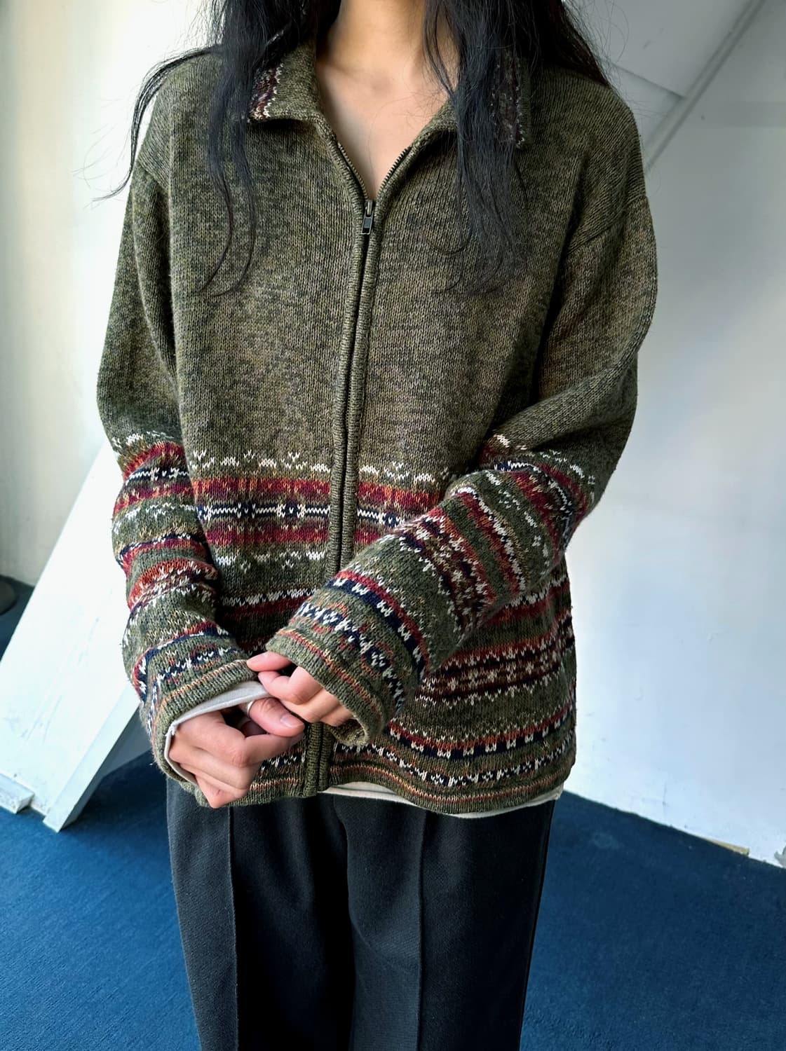 Pattern knitted zip jacket 상품이미지6