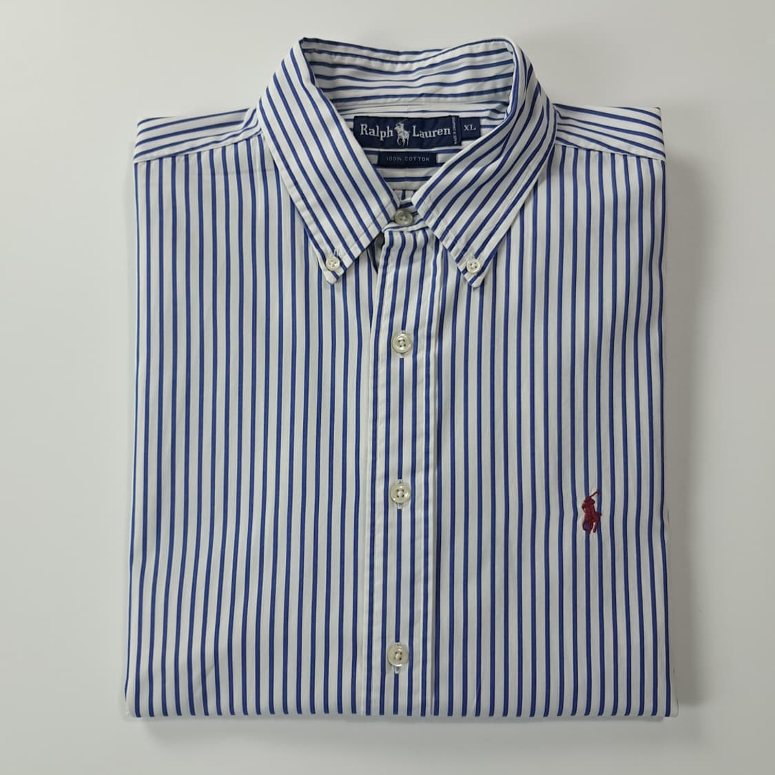 CJ263 XL 폴로 싱가포르판 90s 블루 마린스트라이프 반팔 셔츠  상품이미지7