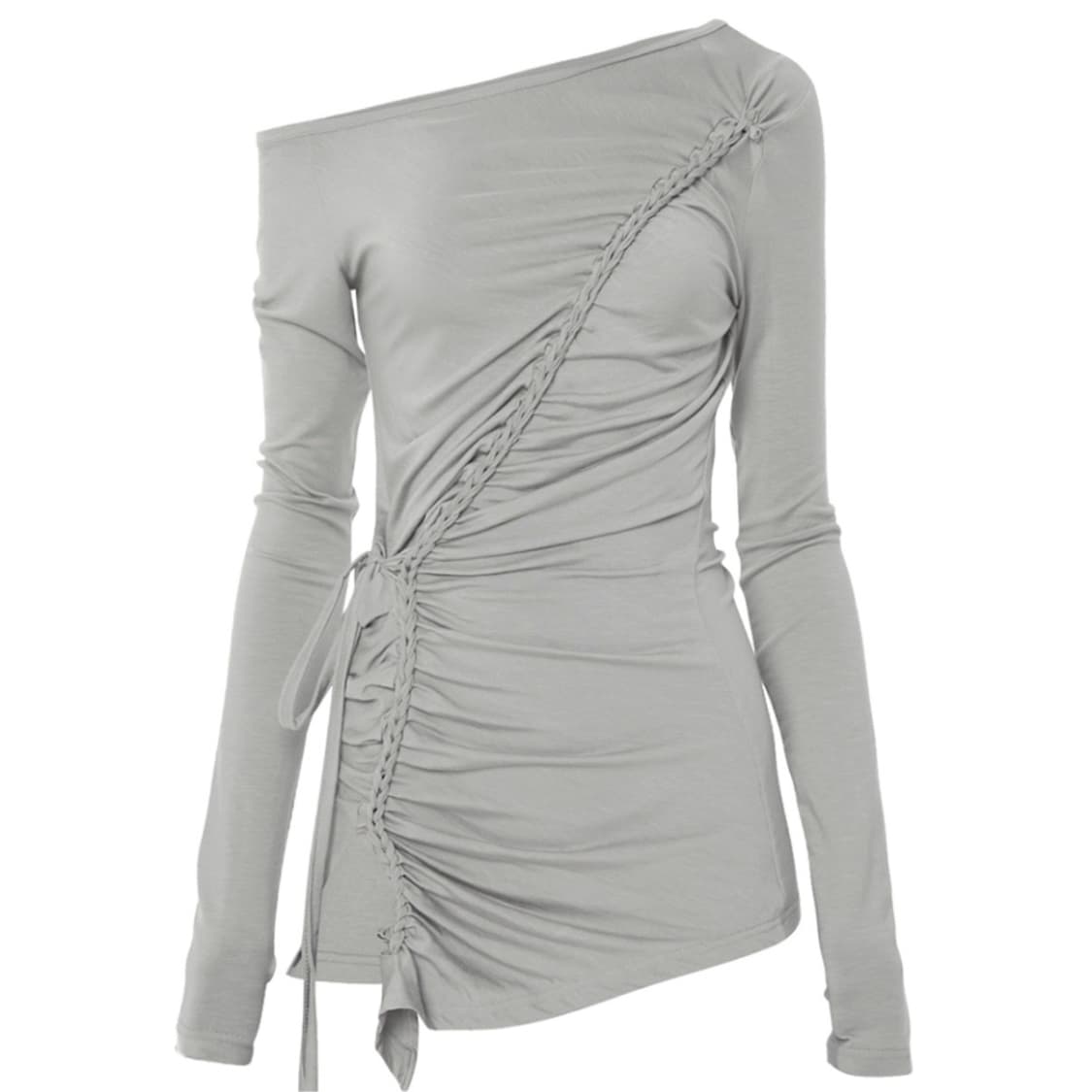 Handmade Twisted One-Shoulder Long Sleev 상품이미지2