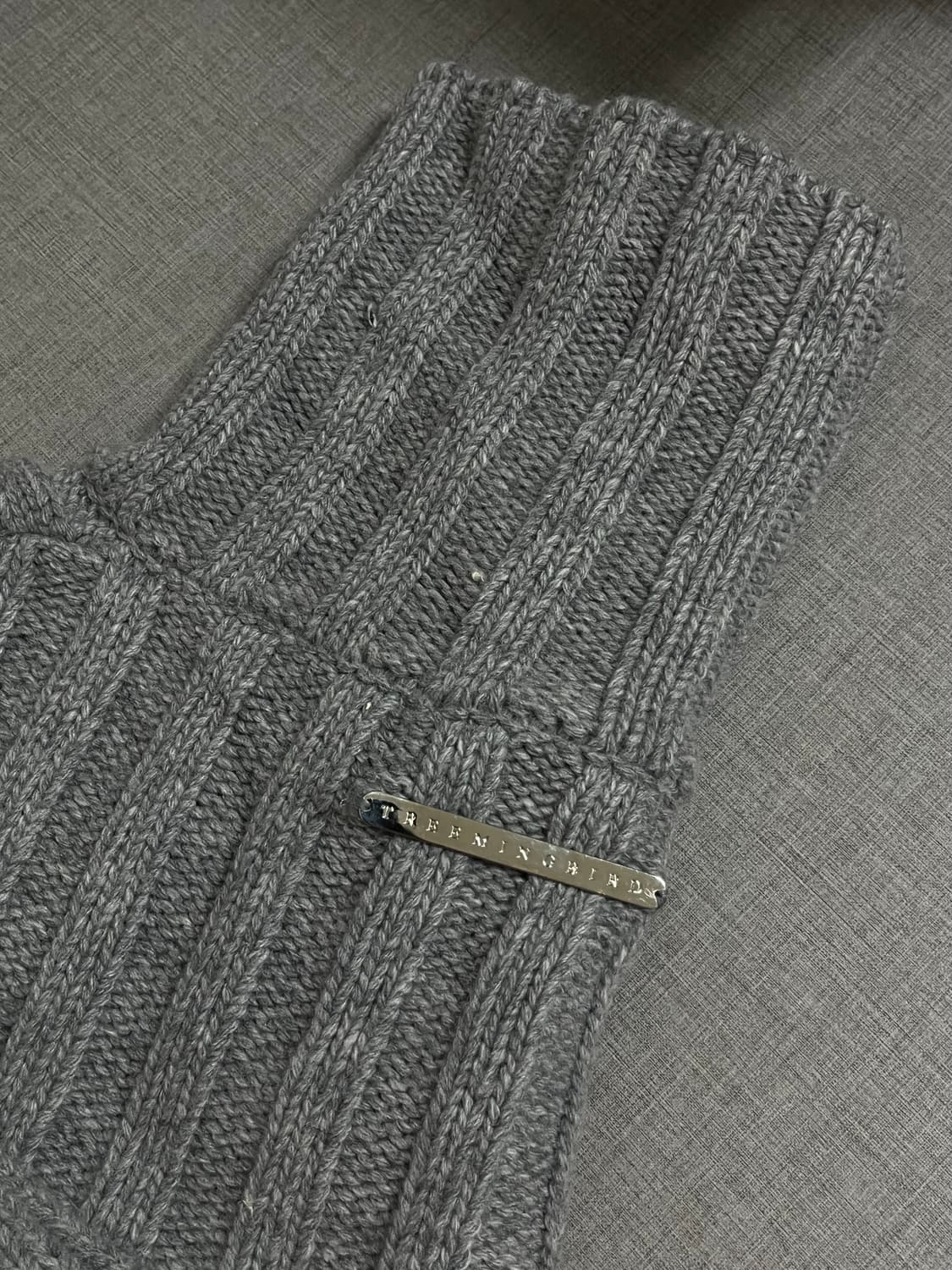 트리밍버드 하이넥 볼레로 니트 집업 그레이 상품이미지6