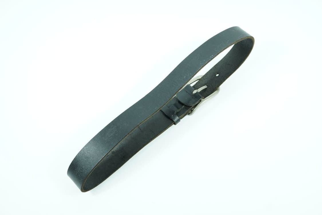  톰보이 미니멀 실버 버클 블랙 리얼 레더 빈티지 벨트 상품이미지2